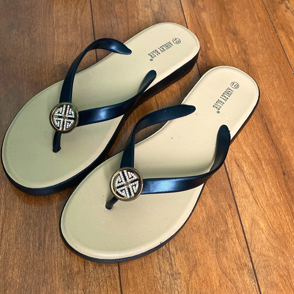 Ashley Blue flip flops